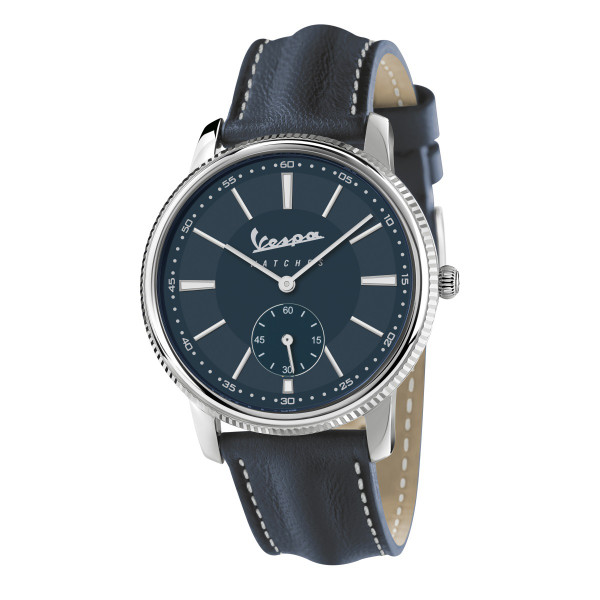 VESPA Uhr - Heritage "Kleine Sekunde" silber/dunkelblau mit dunkelblauem Lederarmband